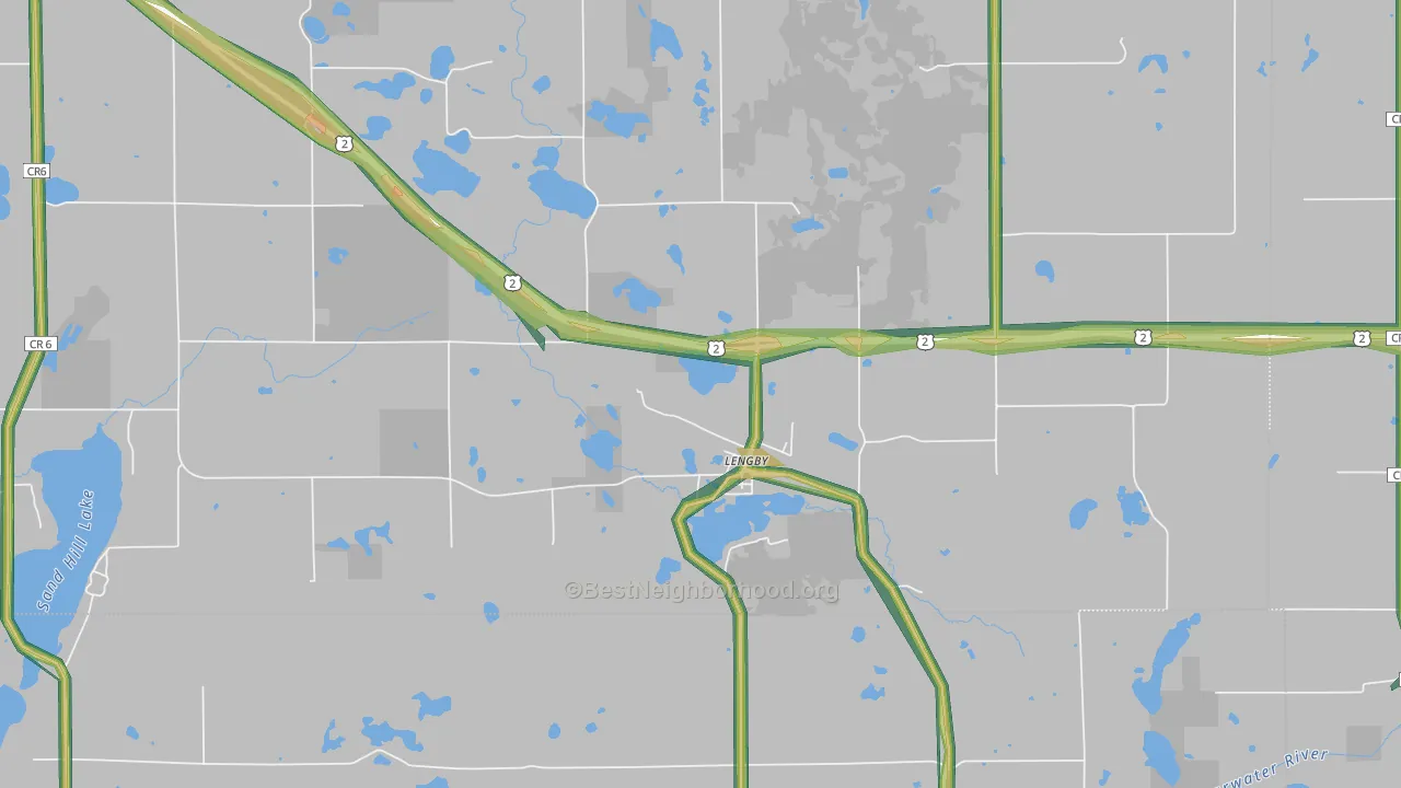 Lengby, MN Map of Noise Levels in Lengby