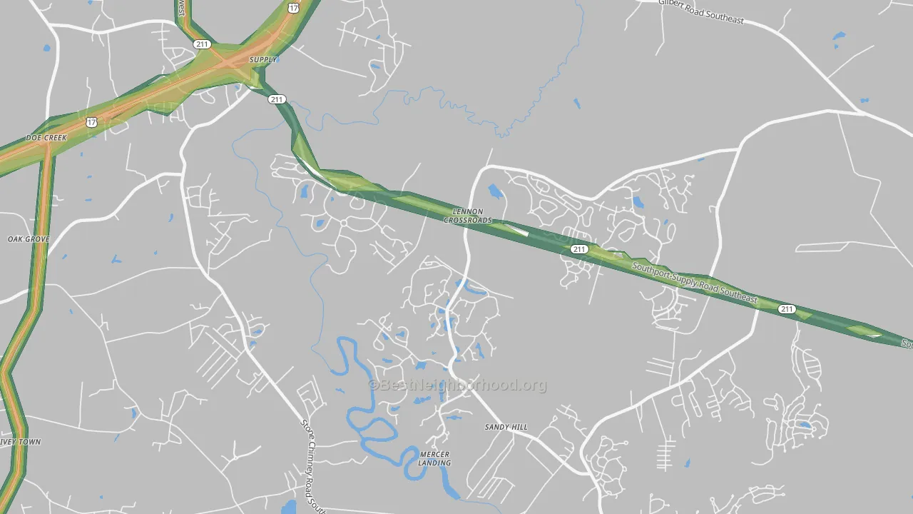 Lennon Crossroads, NC Map of Noise Levels in Lennon Crossroads