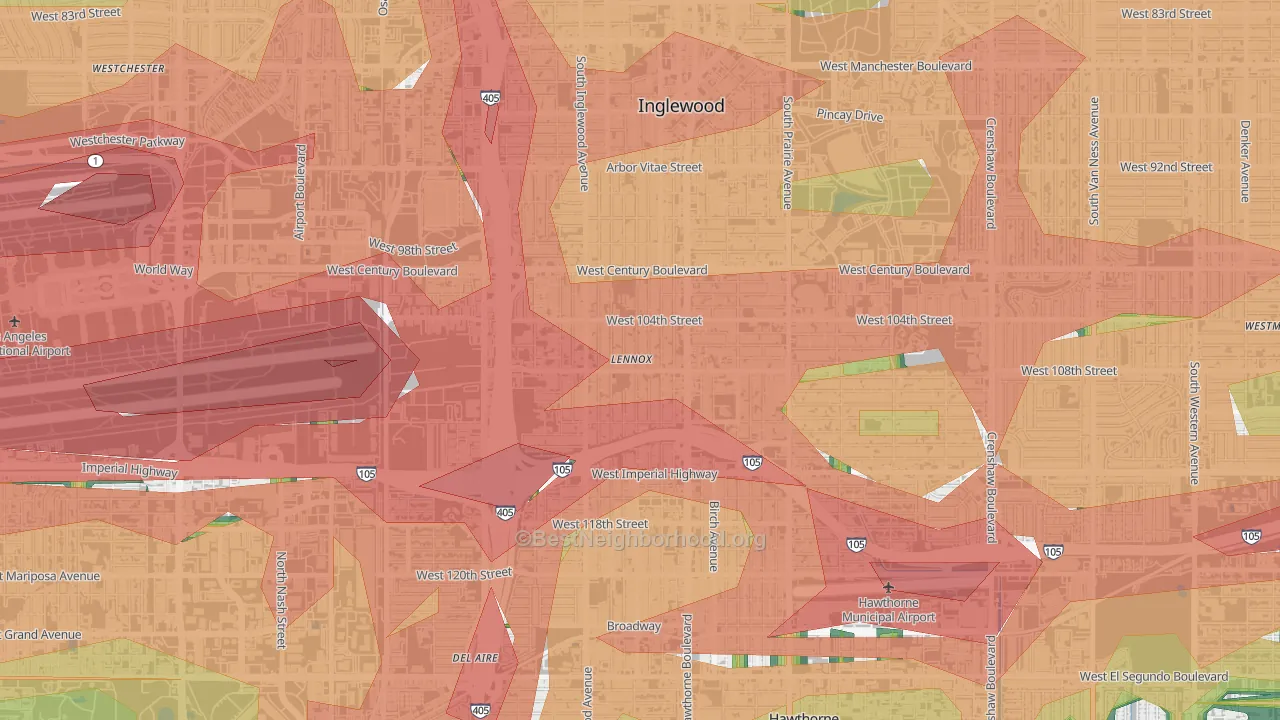 Lennox, CA Map of Noise Levels in Lennox