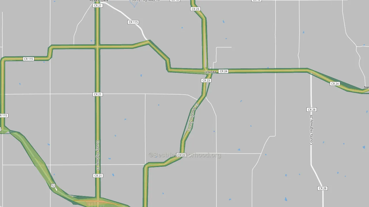 Lenora, MN Map of Noise Levels in Lenora