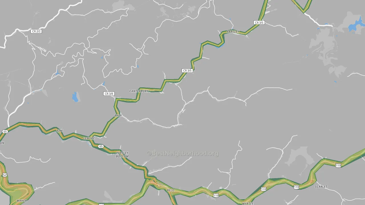 Lenore, WV Map of Noise Levels in Lenore