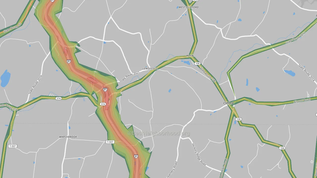 Lenoxville, PA Map of Noise Levels in Lenoxville