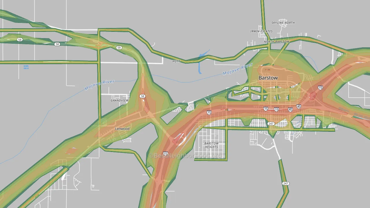 Lenwood, CA Map of Noise Levels in Lenwood