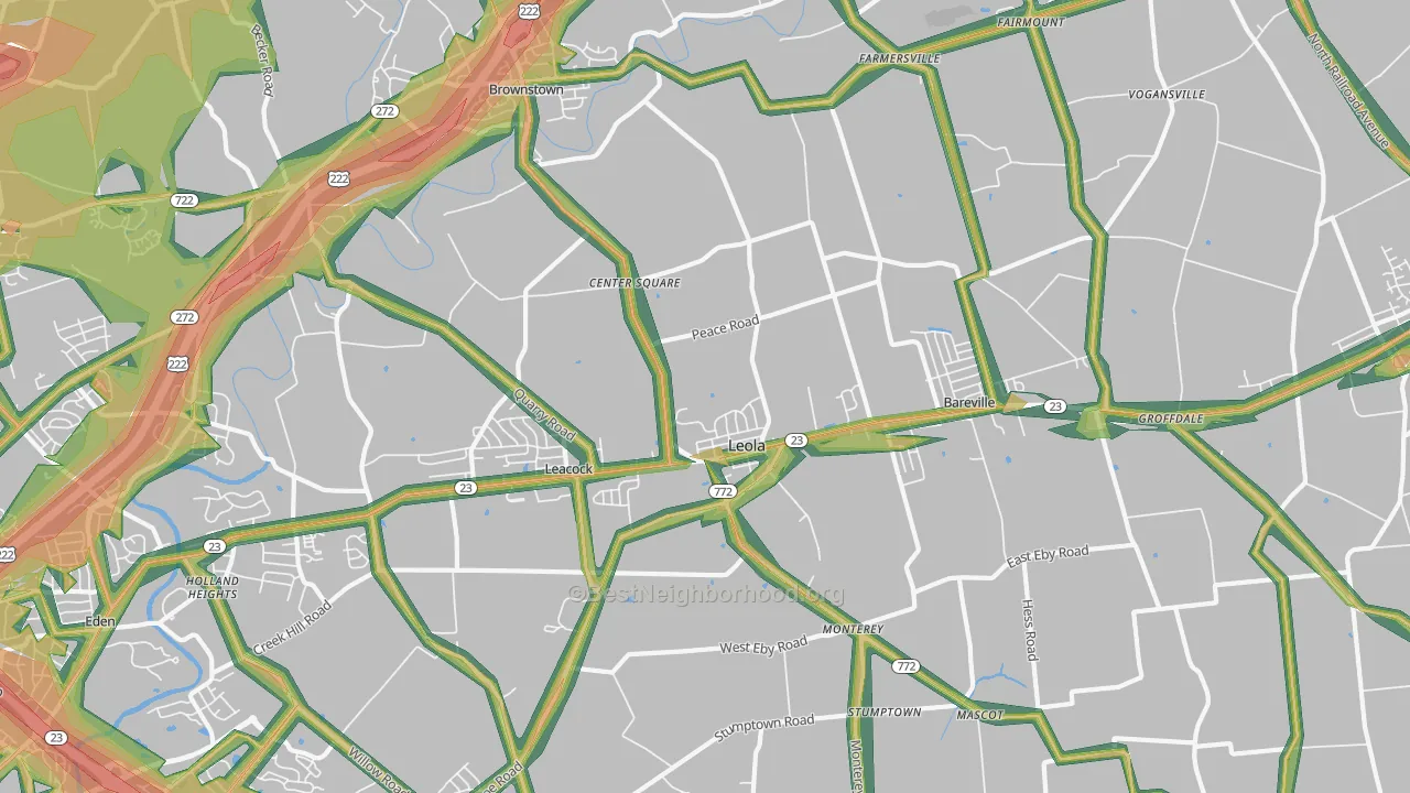 Leola, PA Map of Noise Levels in Leola