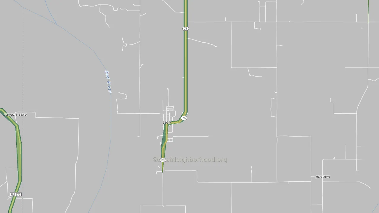 Leon, OK Map of Noise Levels in Leon