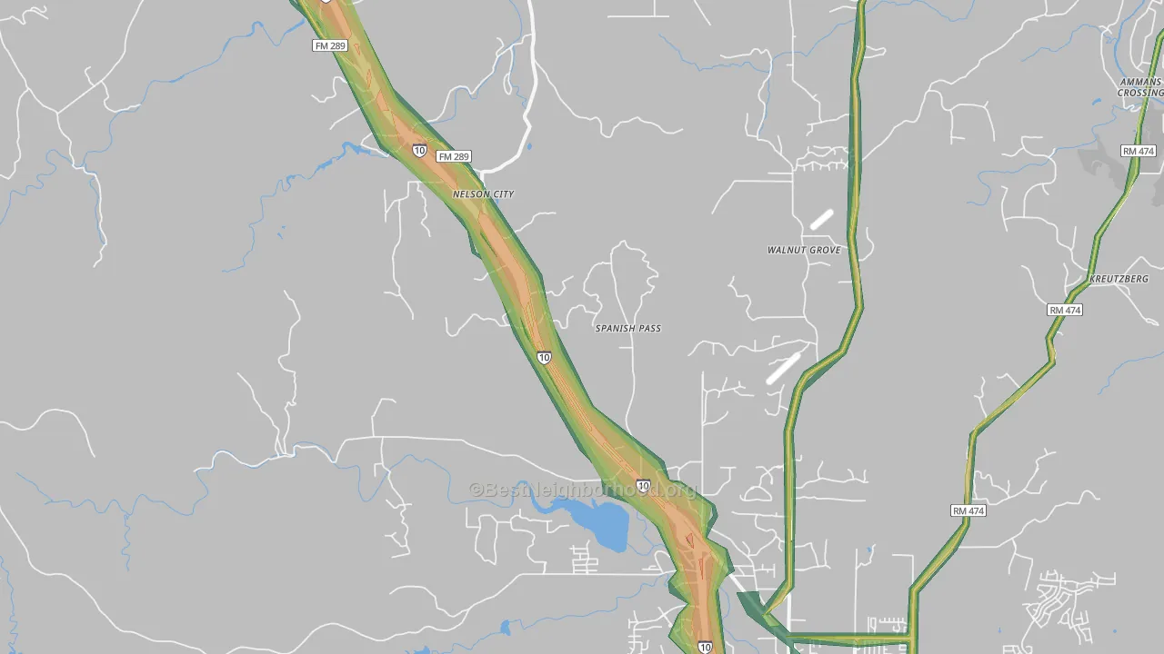 Leon Springs, TX Map of Noise Levels in Leon Springs