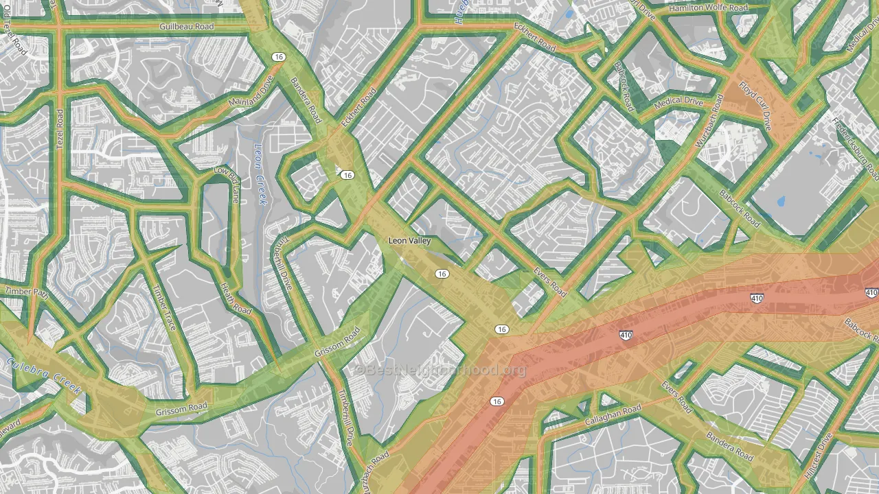 Leon Valley, TX Map of Noise Levels in Leon Valley