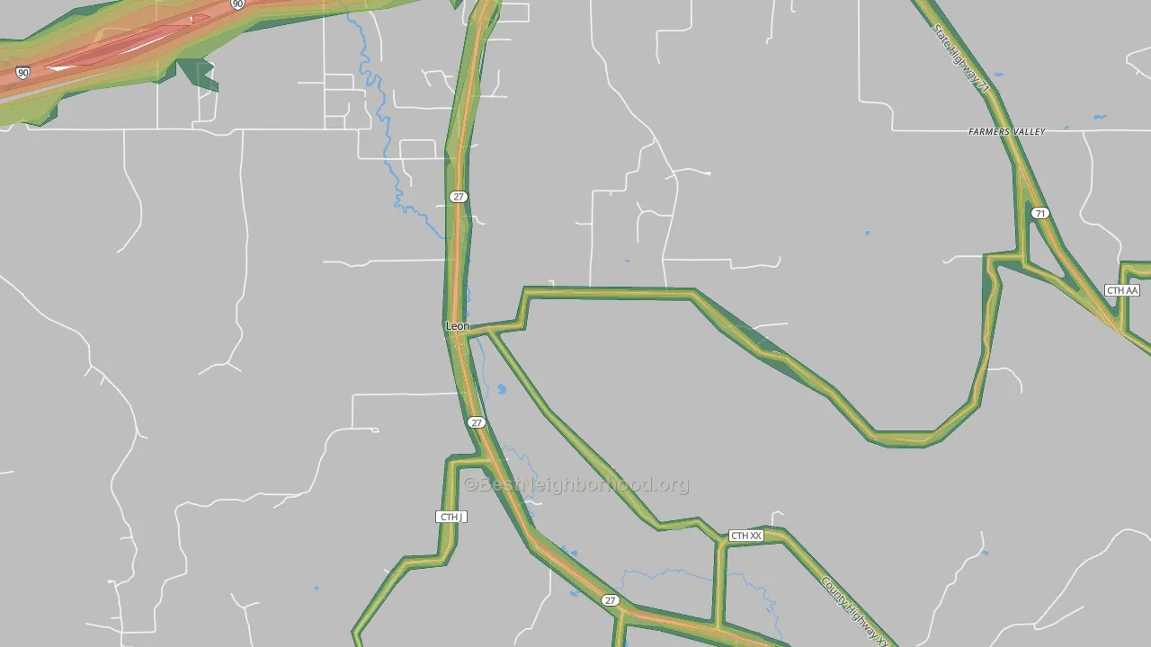 Leon, WI Map of Noise Levels in Leon