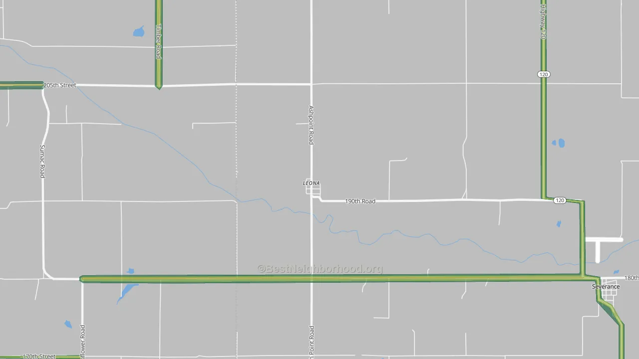 Leona, KS Map of Noise Levels in Leona