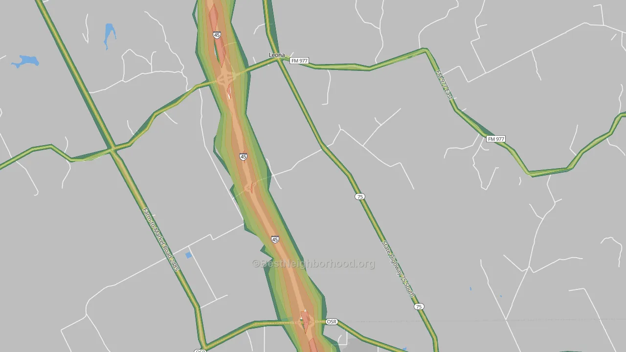 Leona, TX Map of Noise Levels in Leona