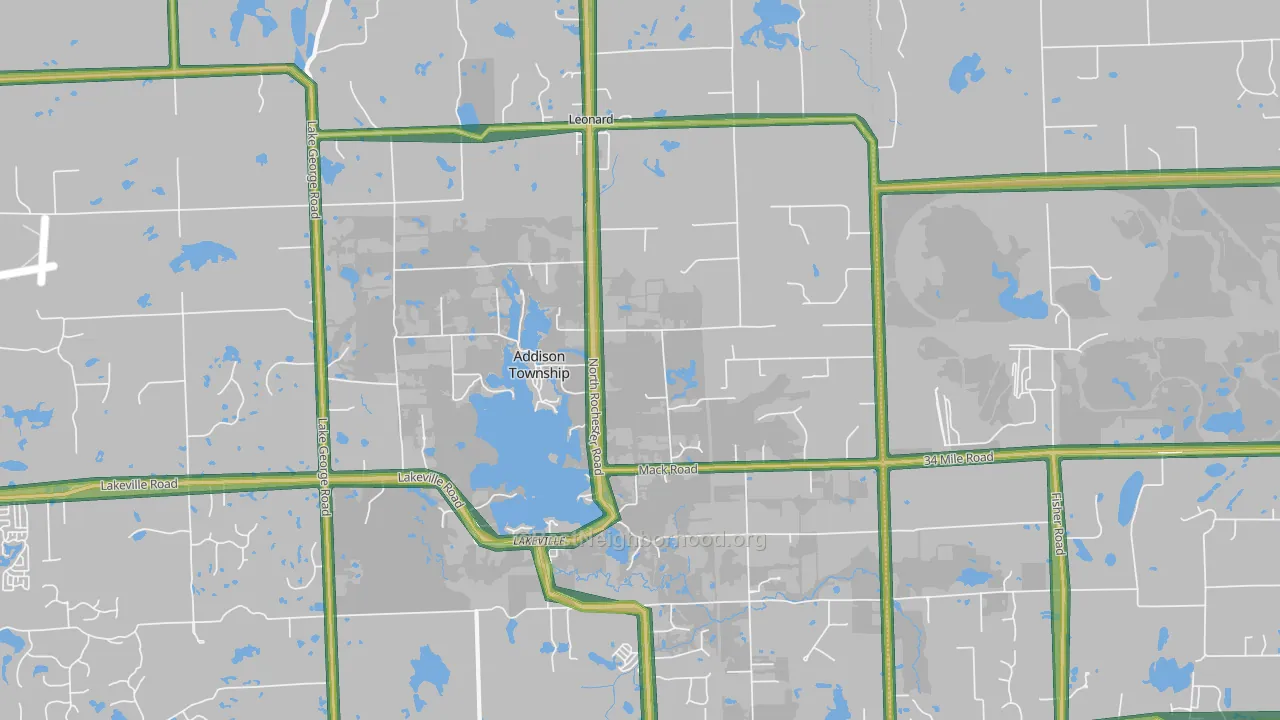 Leonard, MI Map of Noise Levels in Leonard