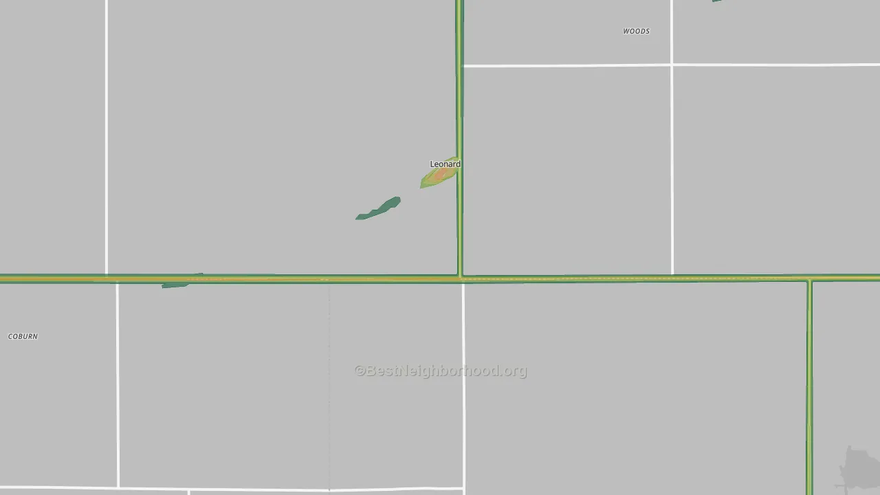 Leonard, ND Map of Noise Levels in Leonard
