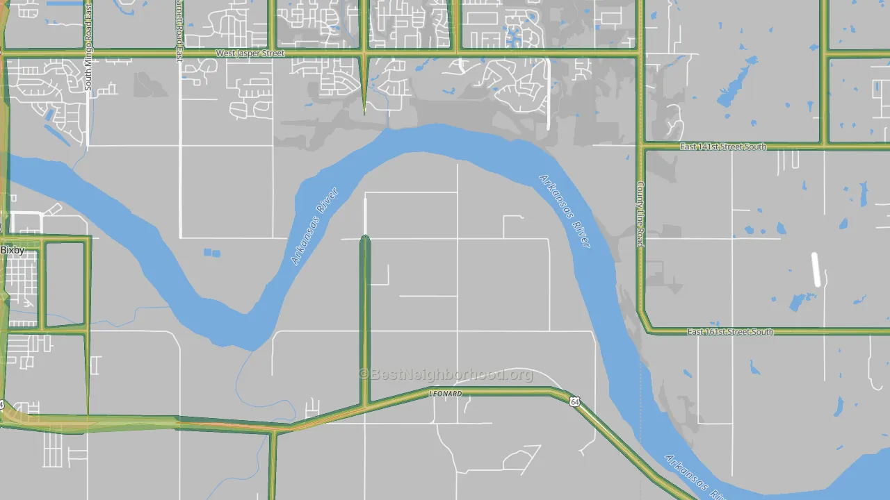 Leonard, OK Map of Noise Levels in Leonard