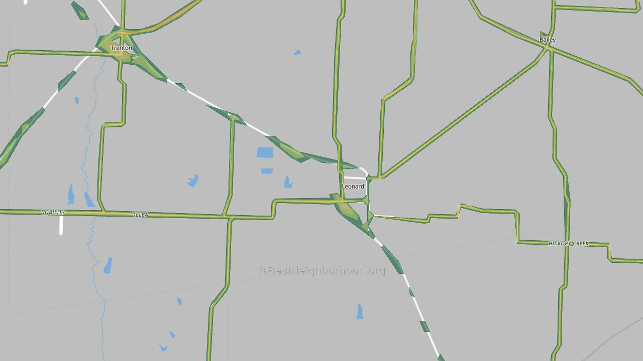 Leonard, TX Map of Noise Levels in Leonard