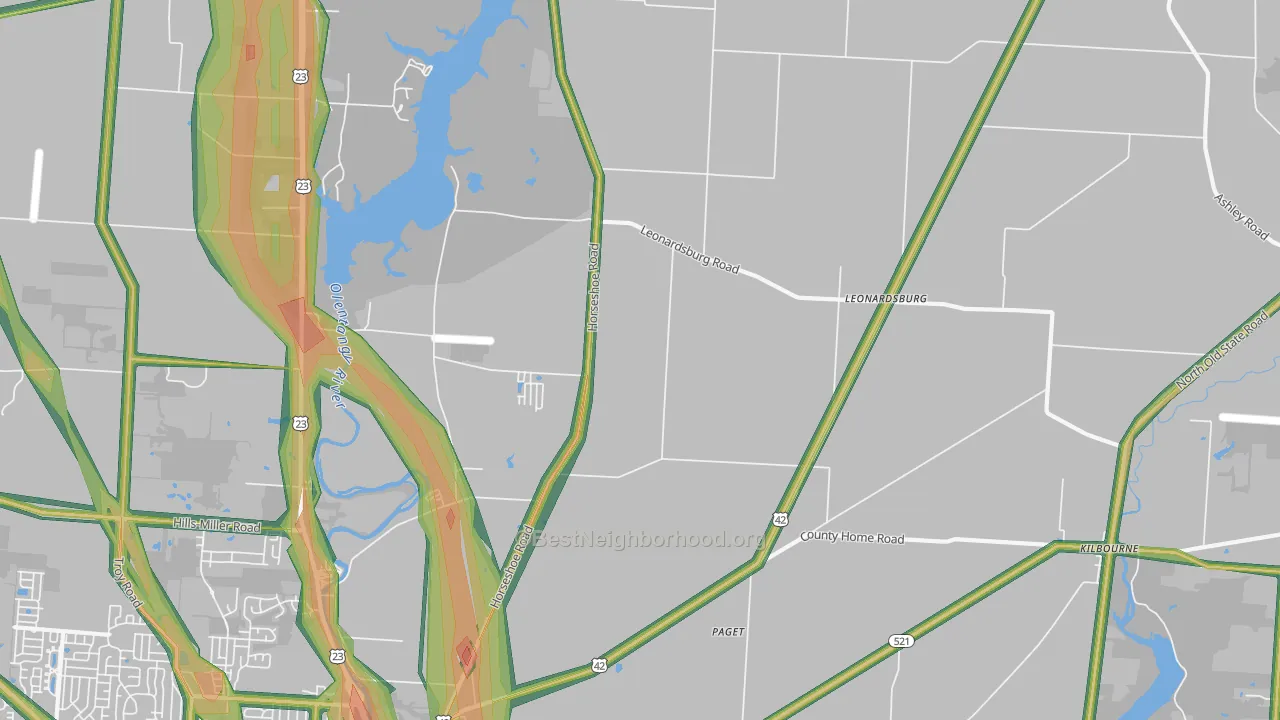 Leonardsburg, OH Map of Noise Levels in Leonardsburg
