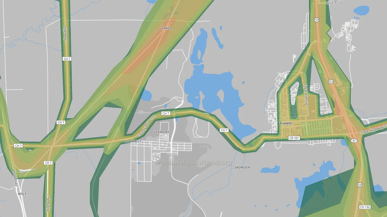 Leonidas, MN Map of Noise Levels in Leonidas