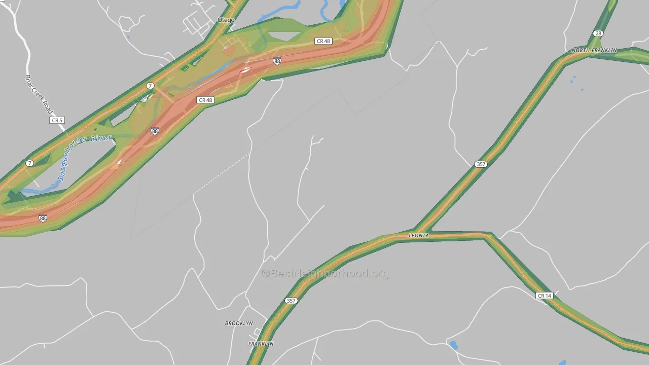 Leonta, NY Map of Noise Levels in Leonta