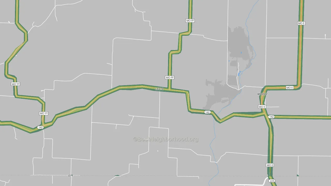 Leota, MO Map of Noise Levels in Leota