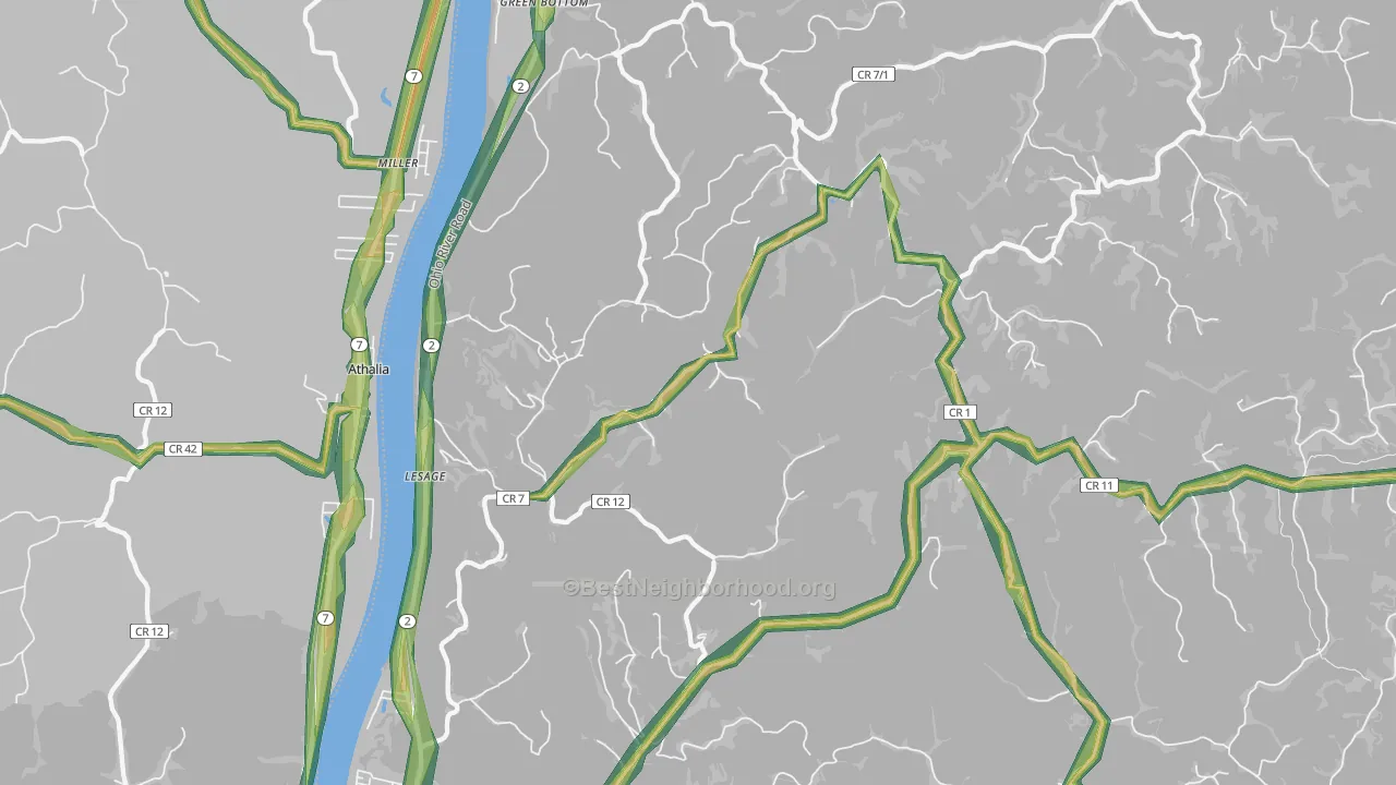 Lesage, WV Map of Noise Levels in Lesage