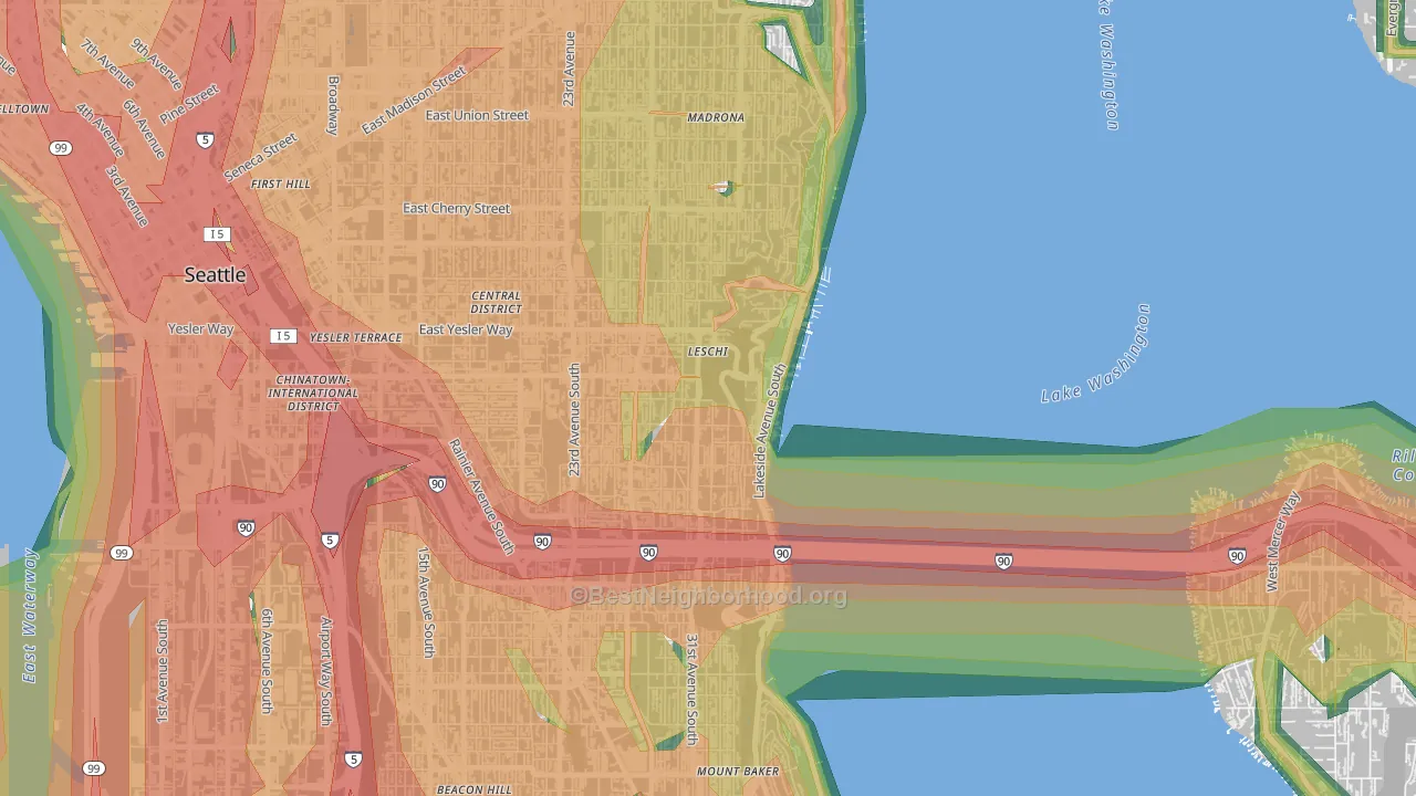 Leschi, Seattle, WA Map of Noise Levels in Leschi