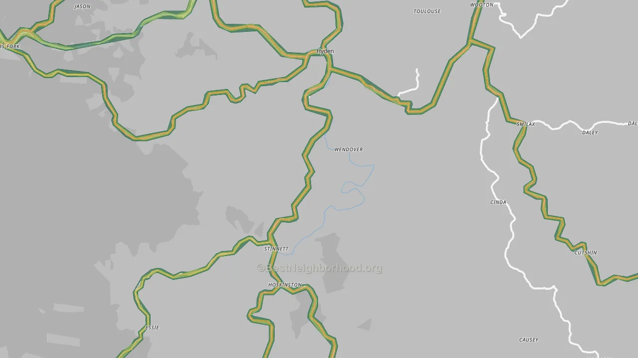 Leslie County, KY Map of Noise Levels in Leslie County