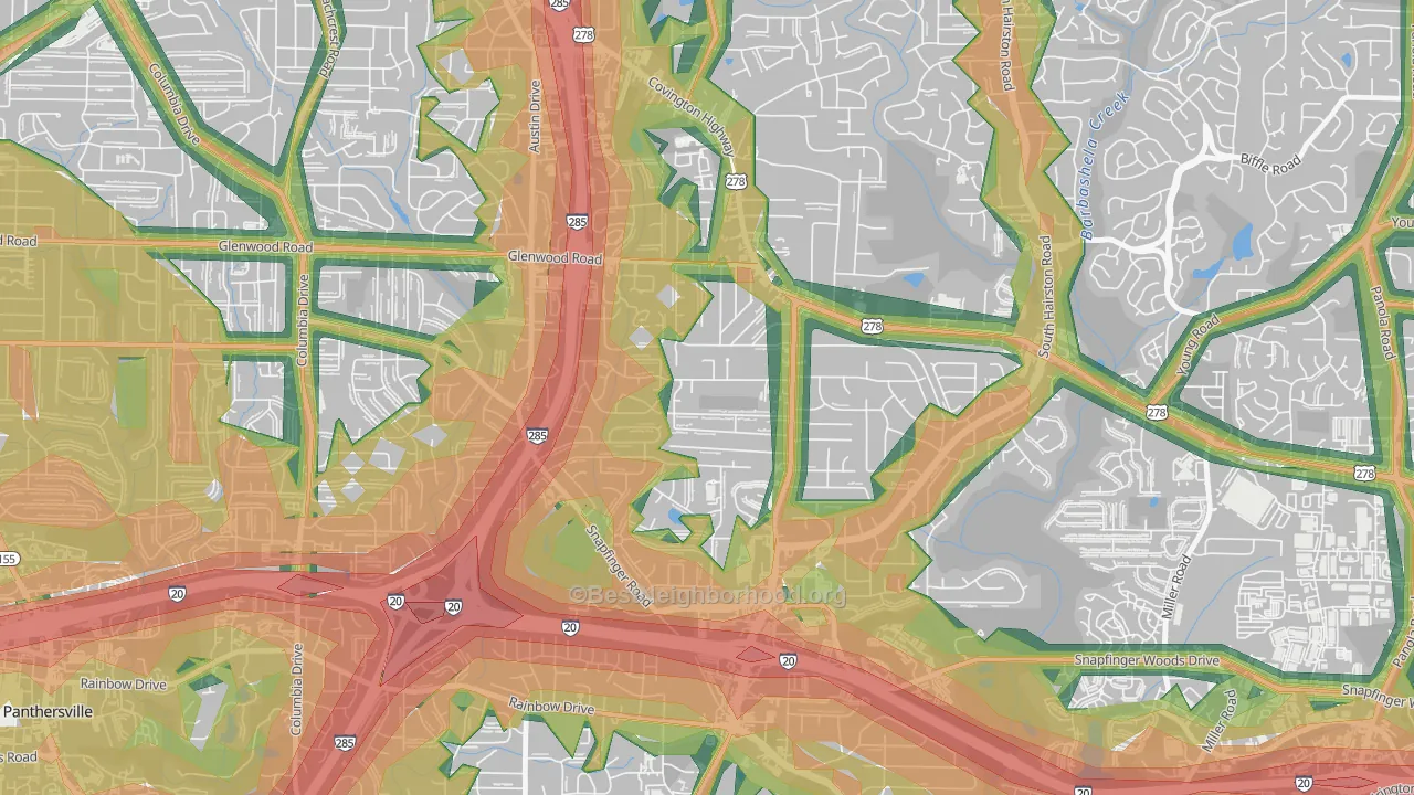Leslie, Decatur, GA Map of Noise Levels in Leslie