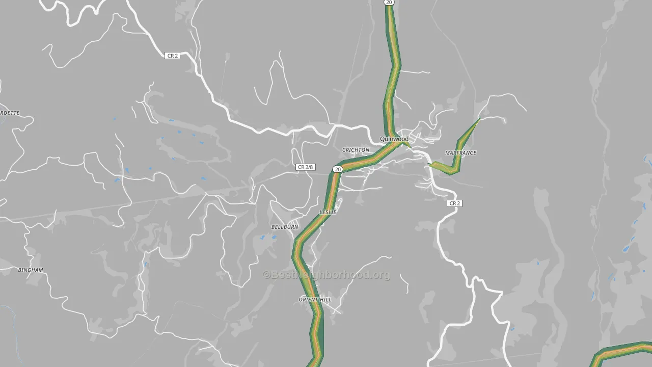 Leslie, WV Map of Noise Levels in Leslie