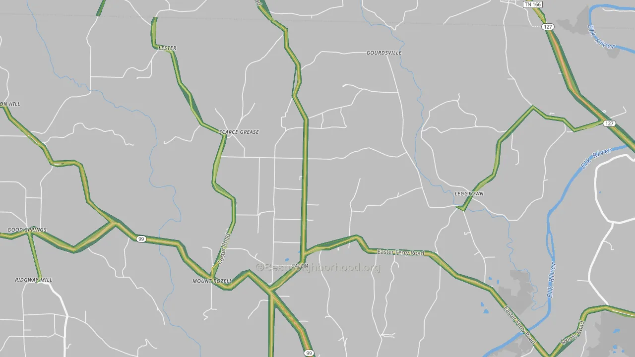 Lester, AL Map of Noise Levels in Lester
