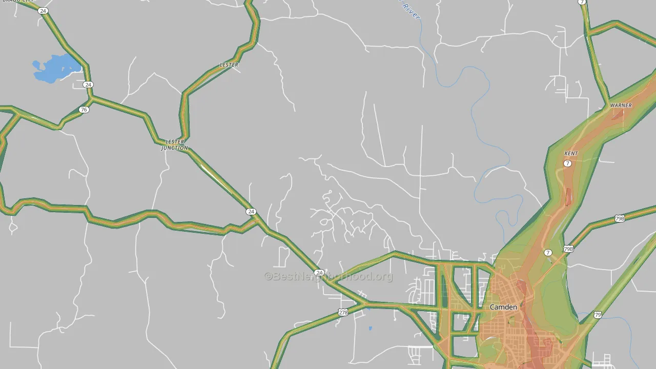 Lester, AR Map of Noise Levels in Lester