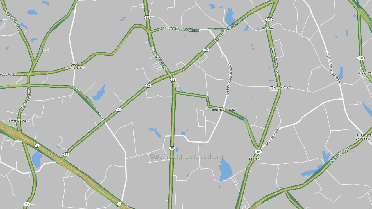 Lester, SC Map of Noise Levels in Lester