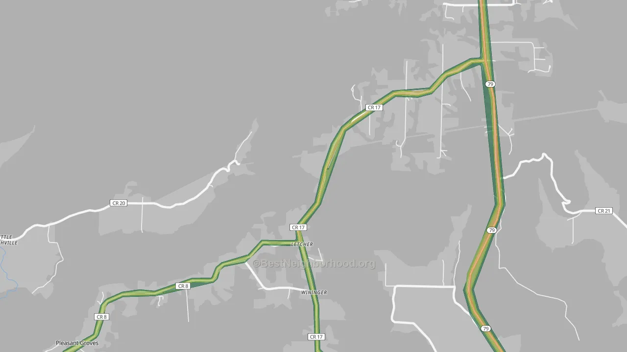 Letcher, AL Map of Noise Levels in Letcher