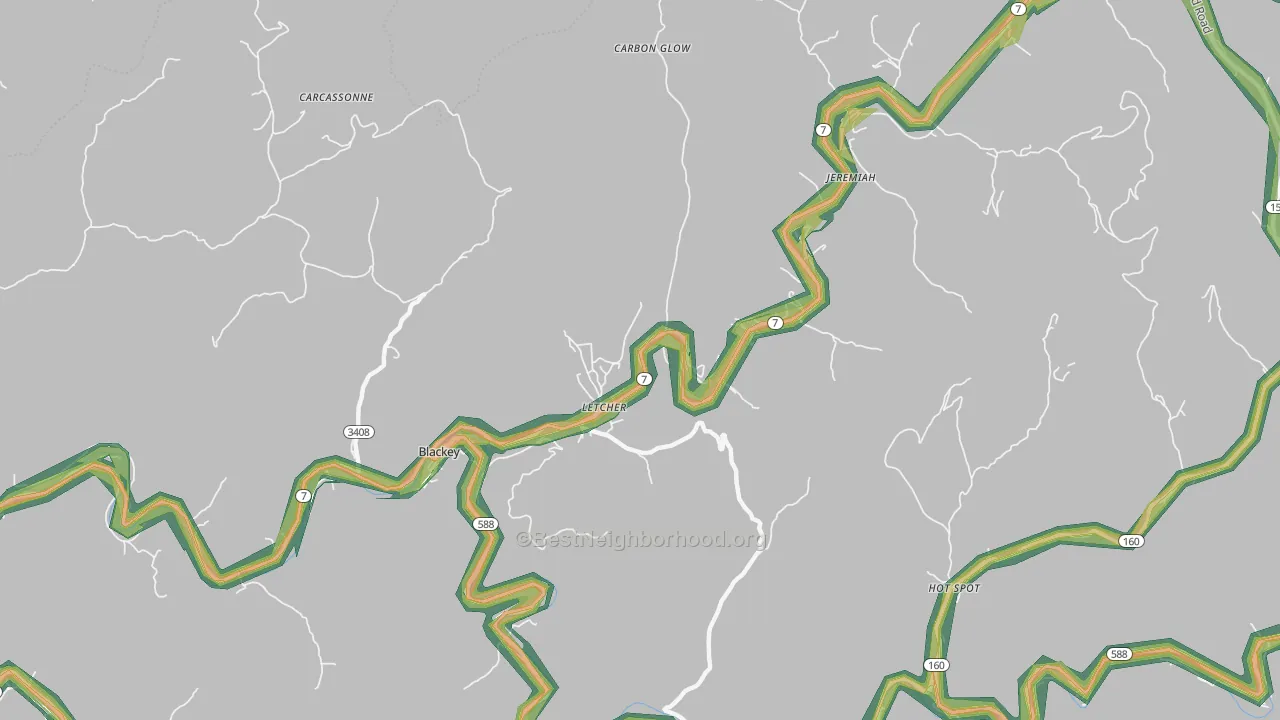 Letcher, KY Map of Noise Levels in Letcher