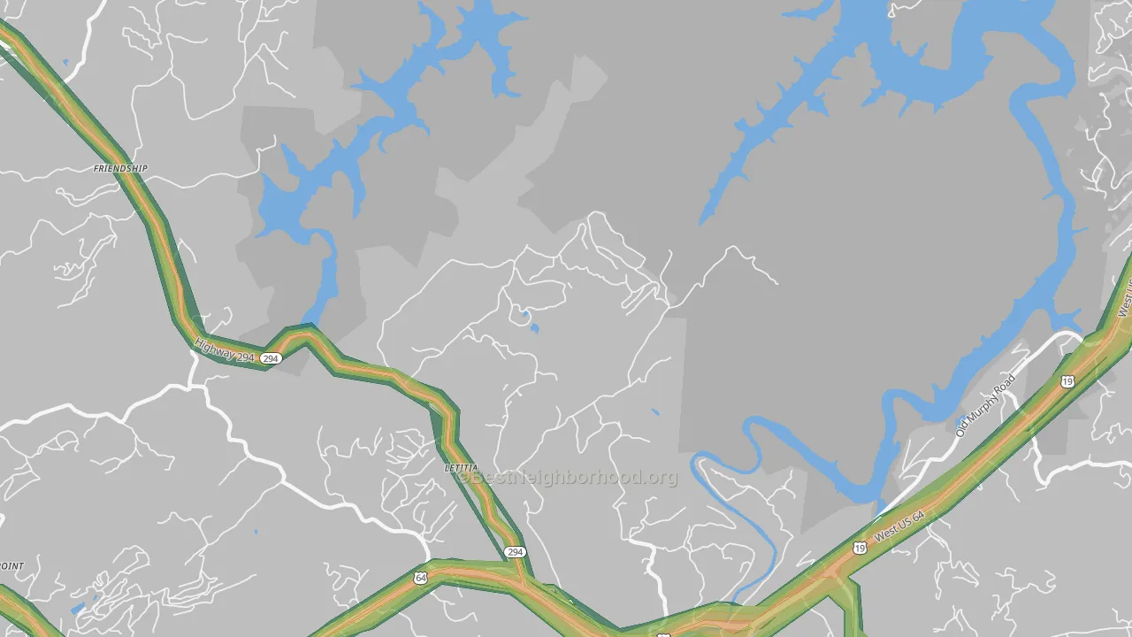 Letitia, NC Map of Noise Levels in Letitia