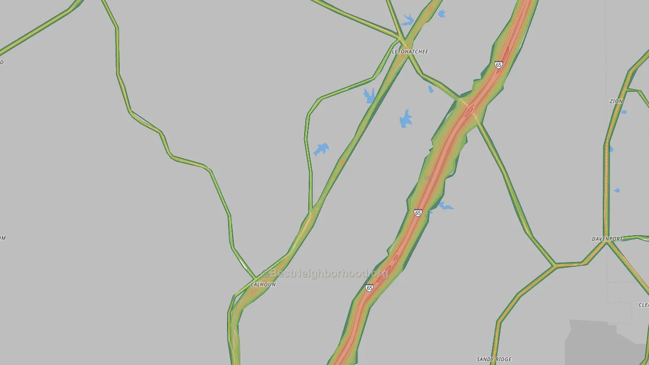 Letohatchee, AL Map of Noise Levels in Letohatchee