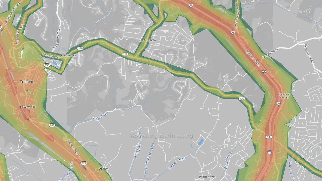 Level Green, PA Map of Noise Levels in Level Green
