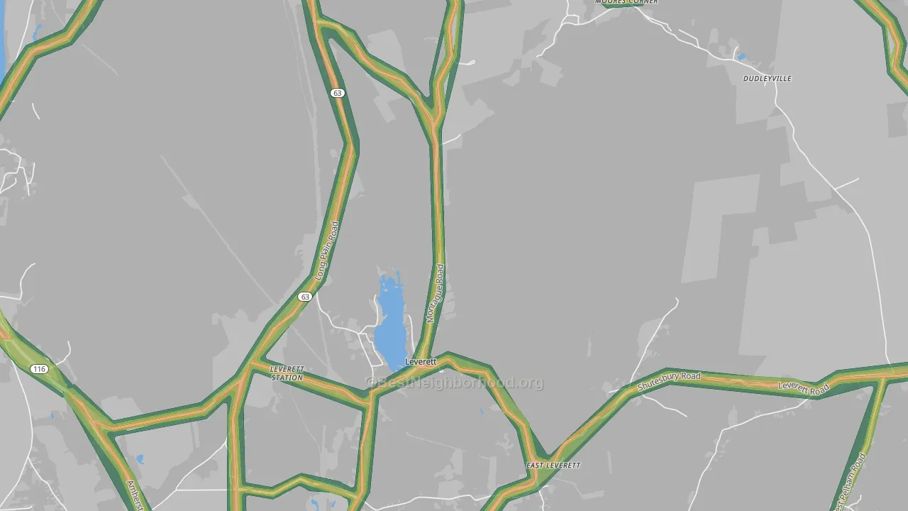 Leverett, MA Map of Noise Levels in Leverett