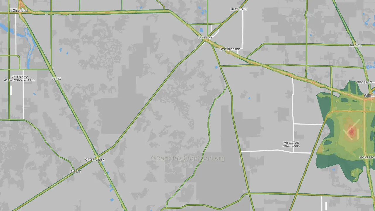 Levy County, FL Map of Noise Levels in Levy County
