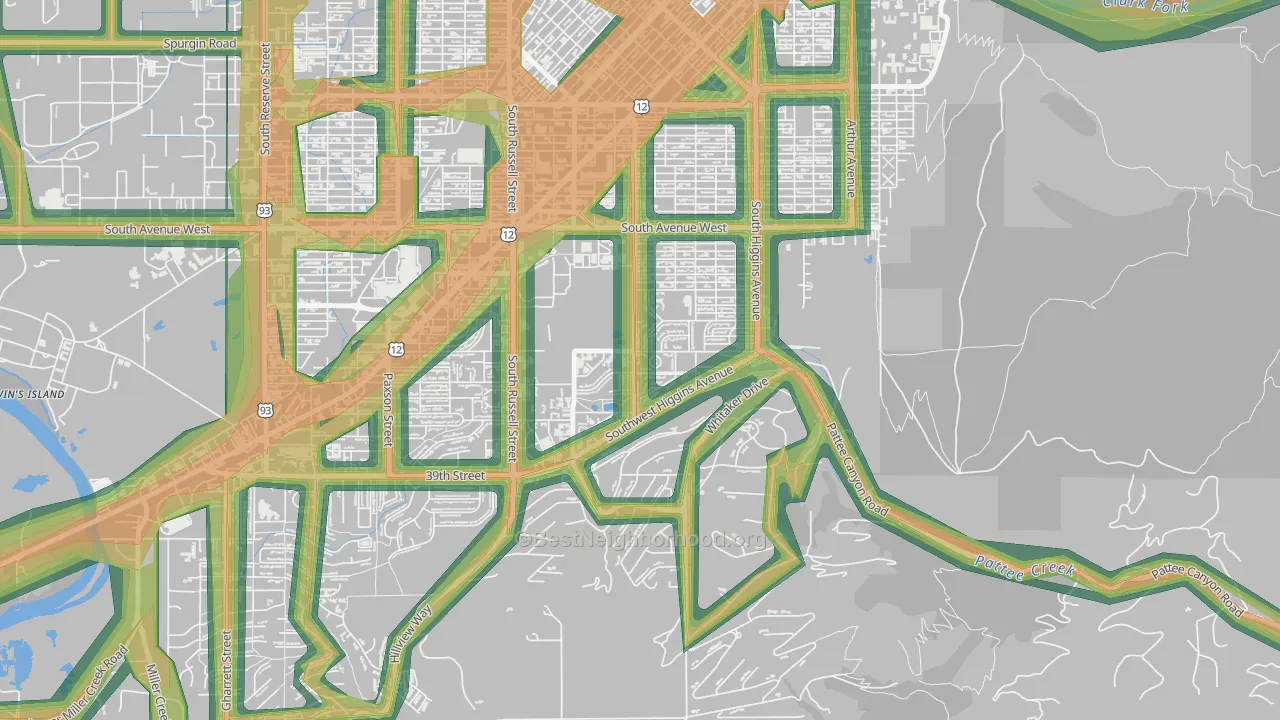 Lewis and Clark, Missoula, MT Map of Noise Levels in Lewis and Clark