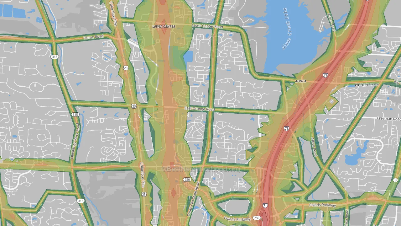 Lewis Center, OH Map of Noise Levels in Lewis Center