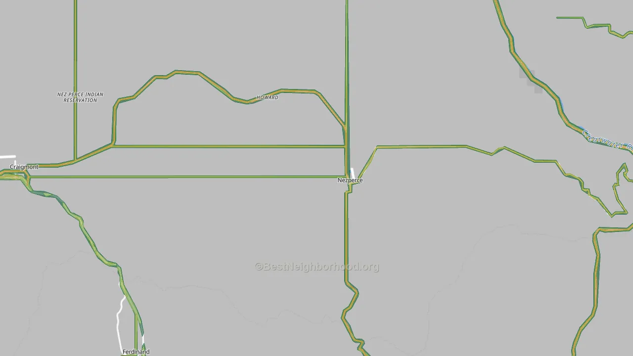 Lewis County, ID Map of Noise Levels in Lewis County
