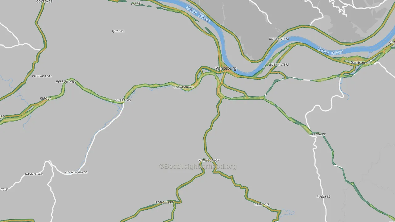 Lewis County, KY Map of Noise Levels in Lewis County