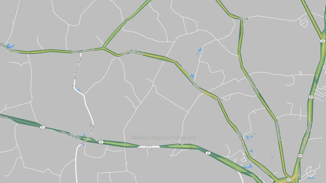 Lewis, GA Map of Noise Levels in Lewis