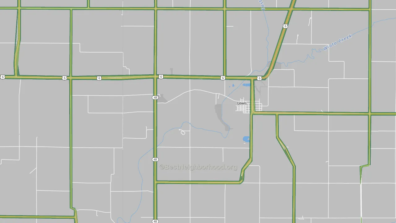 Lewis, IA Map of Noise Levels in Lewis