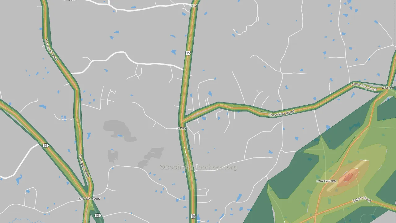 Lewis, NC Map of Noise Levels in Lewis