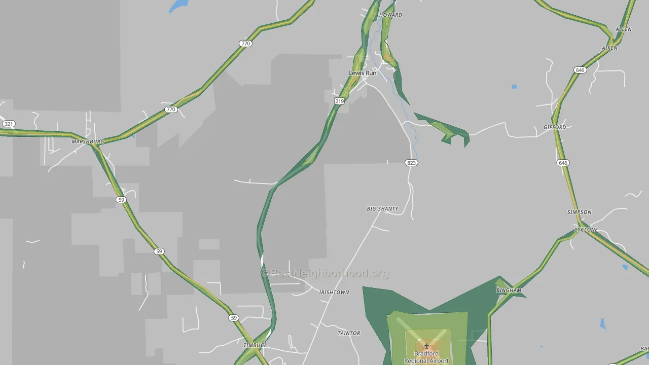 Lewis Run, PA Map of Noise Levels in Lewis Run