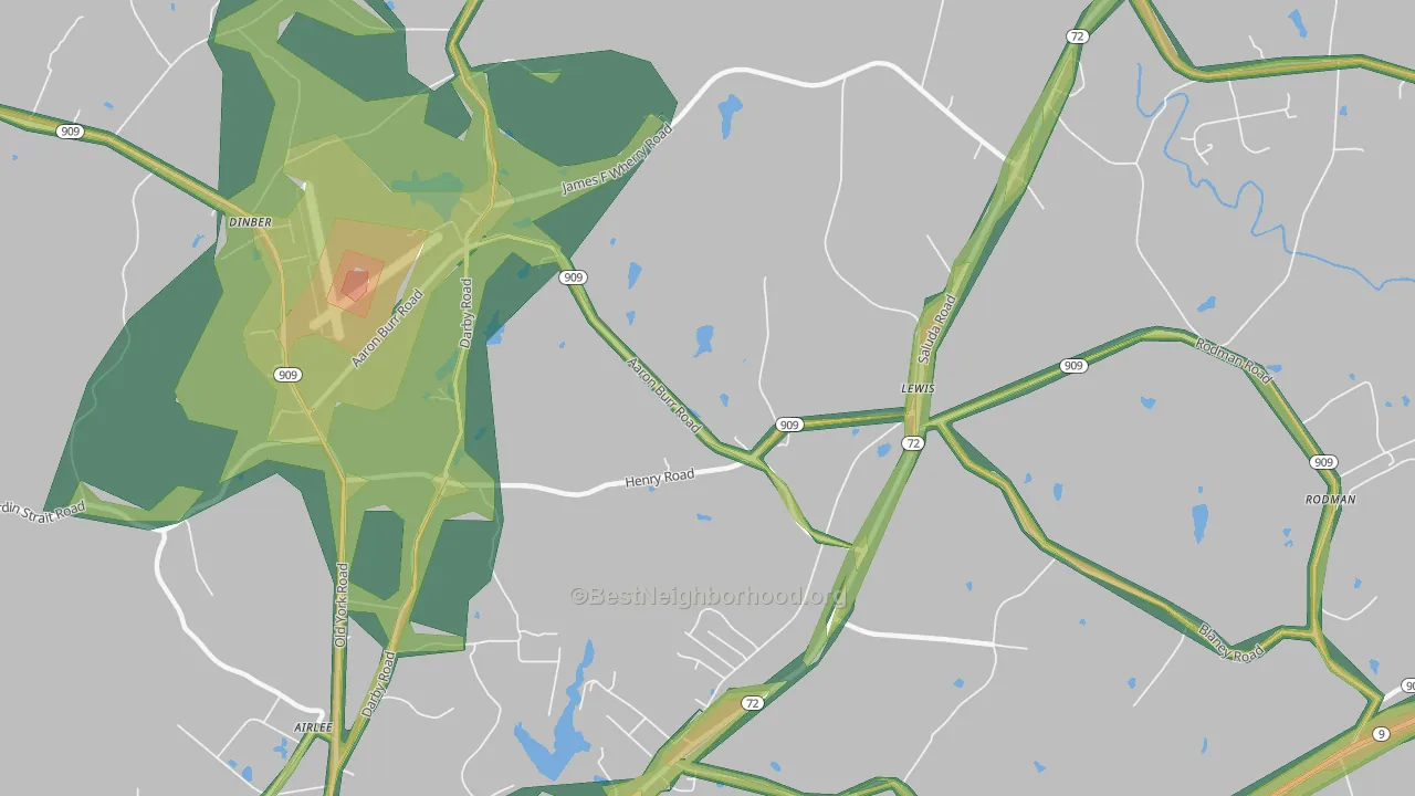 Lewis, SC Map of Noise Levels in Lewis