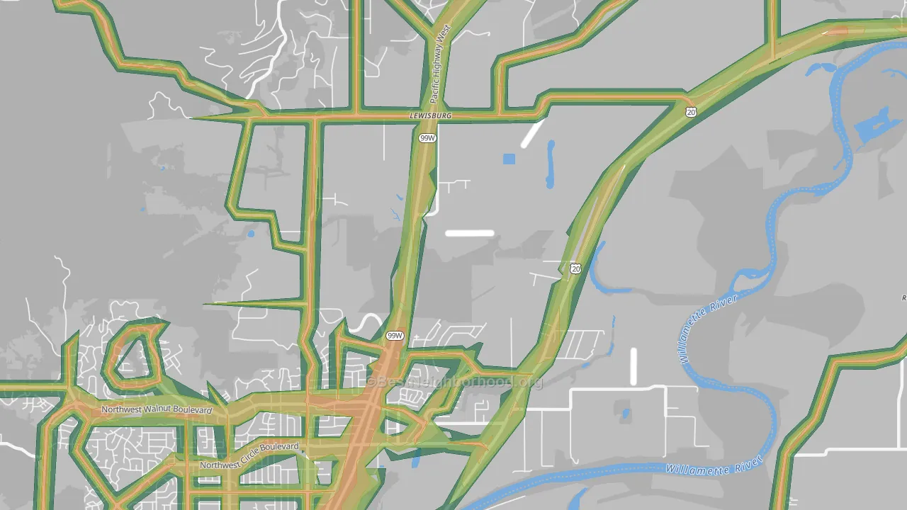 Lewisburg, OR Map of Noise Levels in Lewisburg