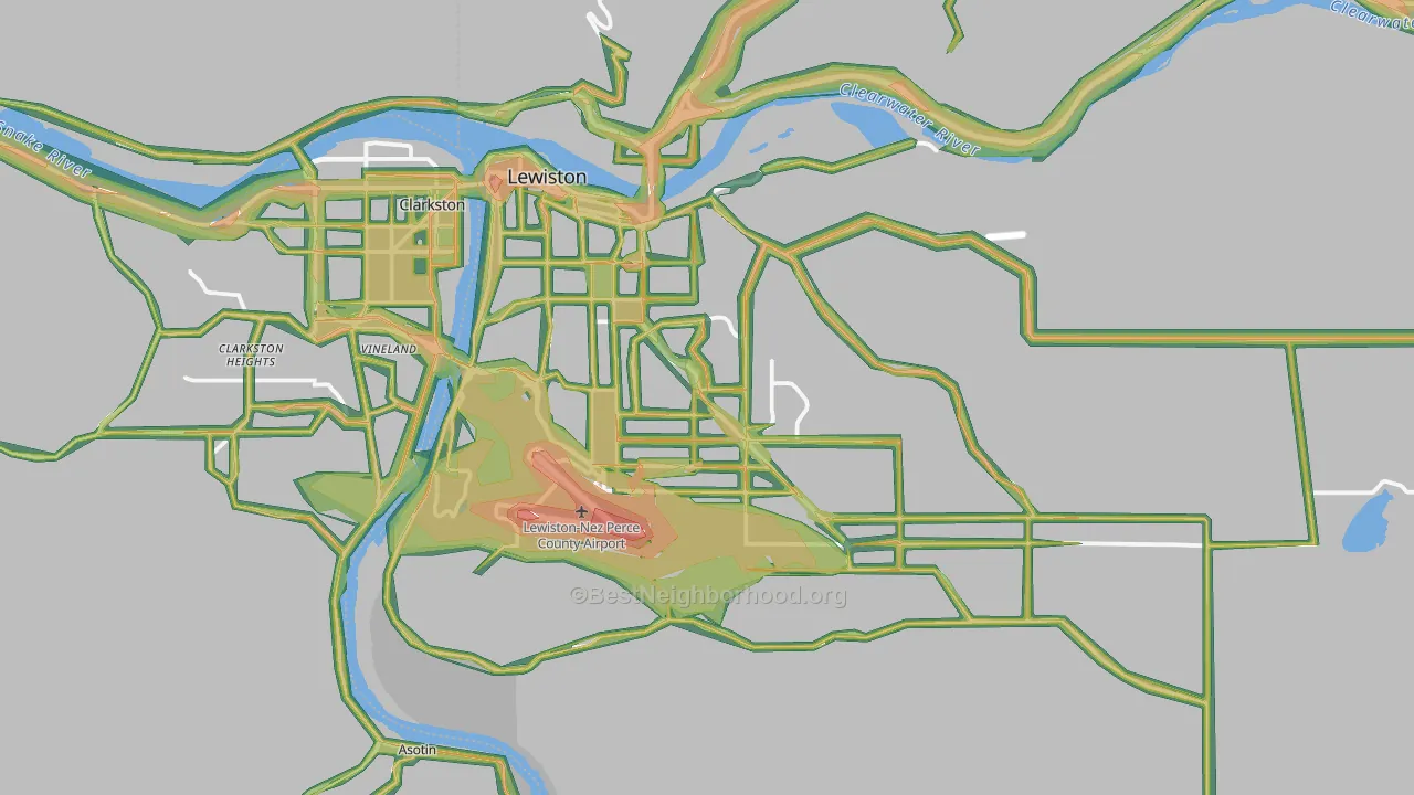 Lewiston, ID Map of Noise Levels in Lewiston