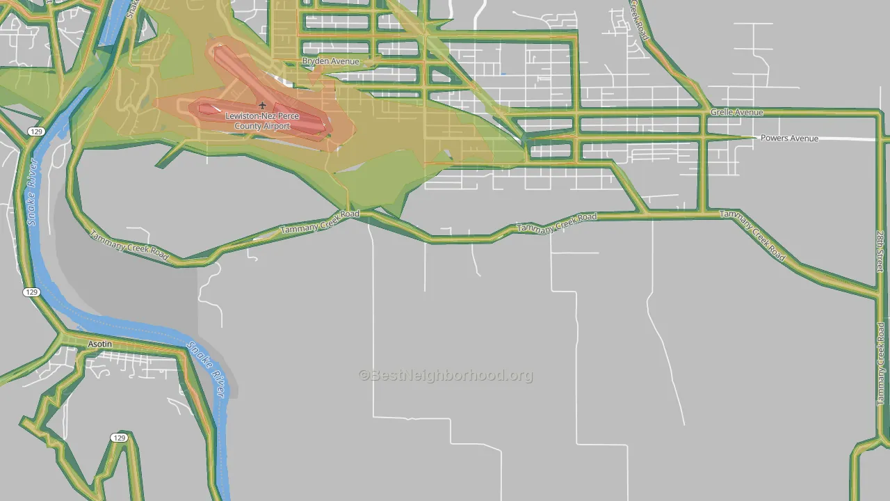 Lewiston Orchards, ID Map of Noise Levels in Lewiston Orchards