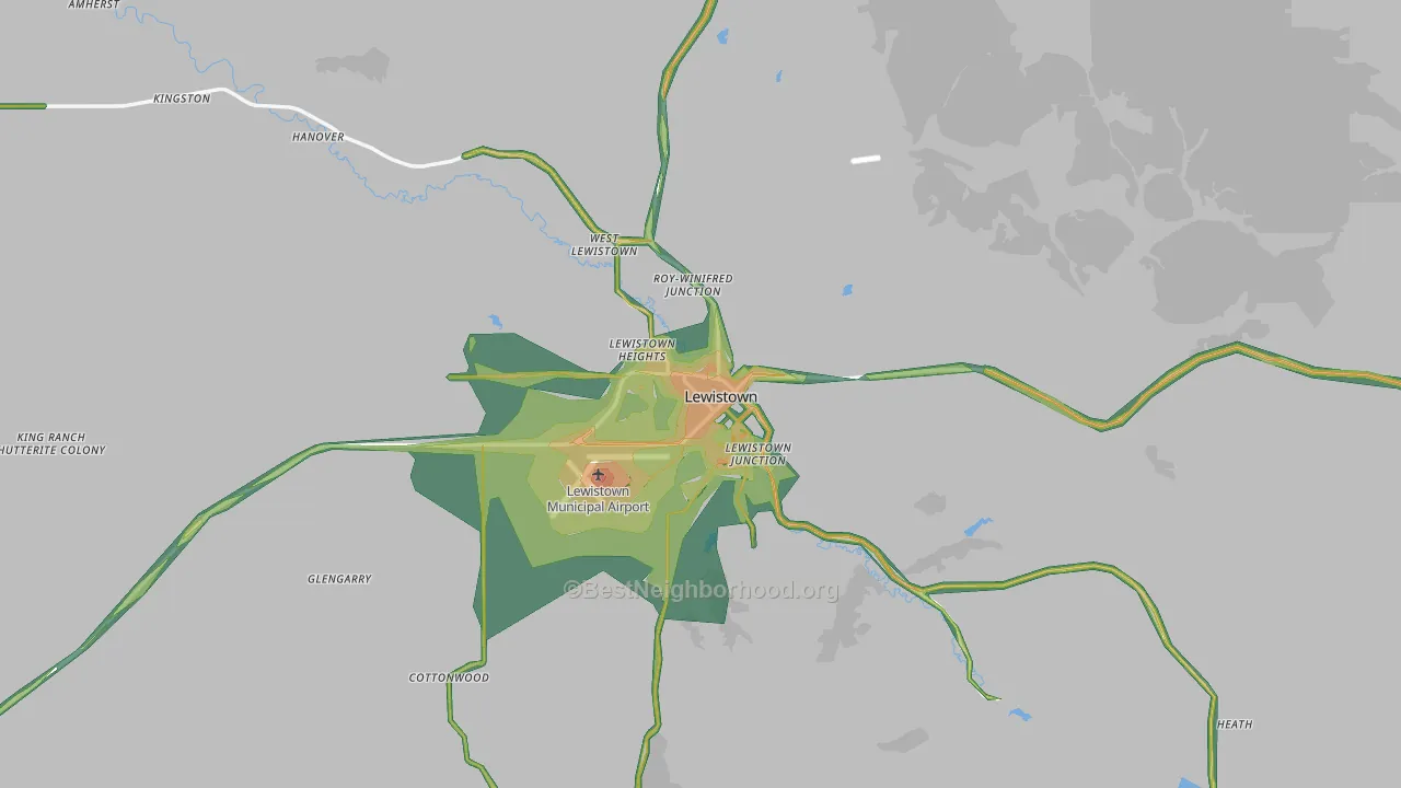 Lewistown, MT Map of Noise Levels in Lewistown